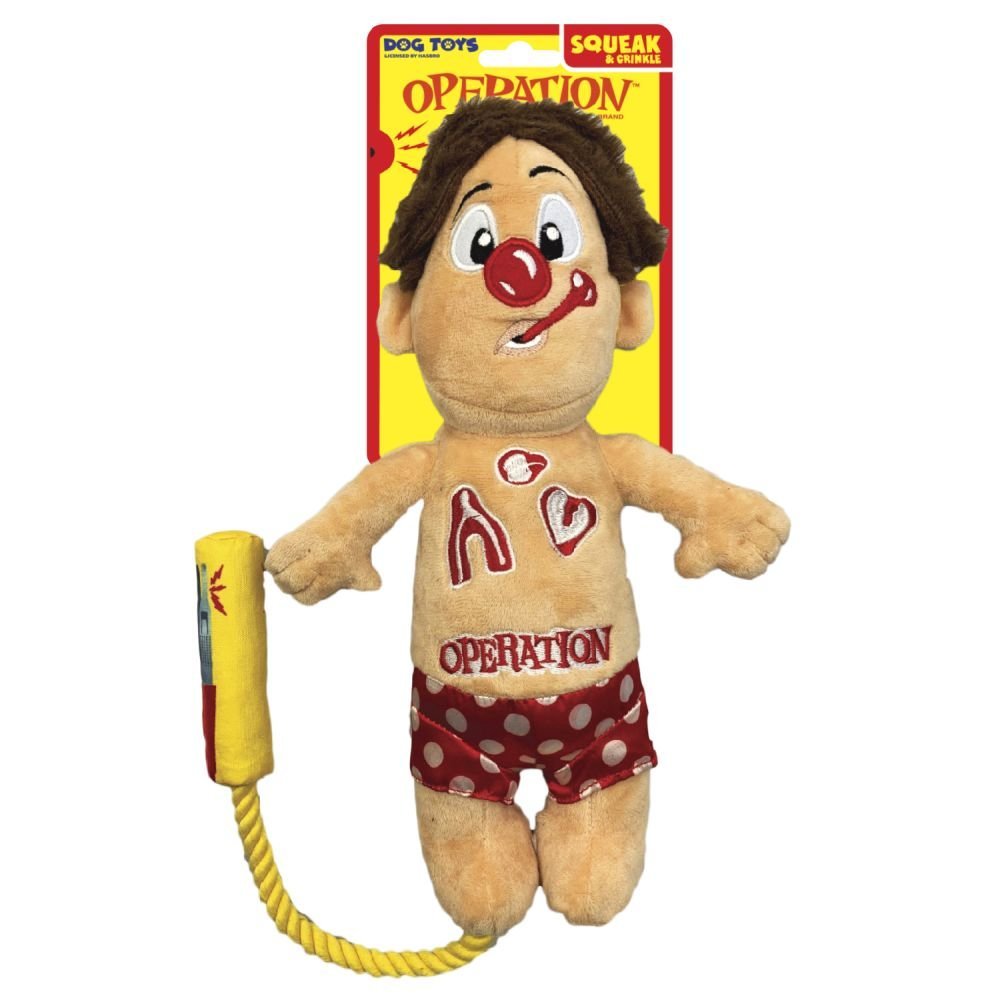Hasbro Dog Toy - Operation Cavity Sam Squeak & Crunch With Rope