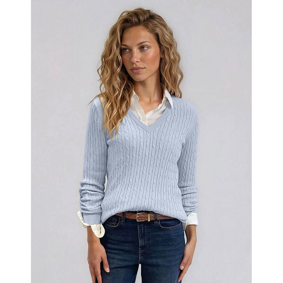 Crew Clothing Women's Heritage Cable V Neck