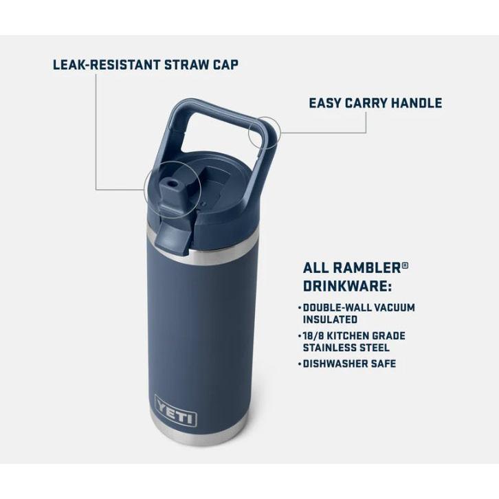 YETI RAMBLER 18 OZ COLOUR STRAW BOTTLE