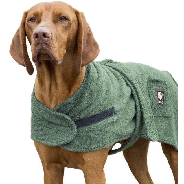 Towelling Dog Robe Green