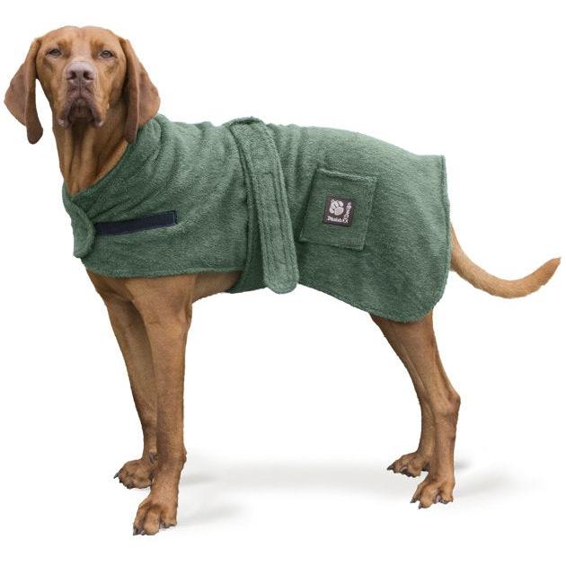Towelling Dog Robe Green
