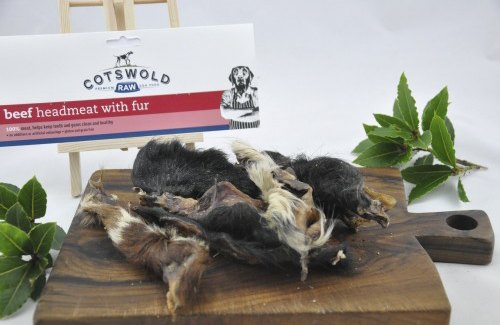 Cotswolds Raw Beef Head Meat With Fur - 250g