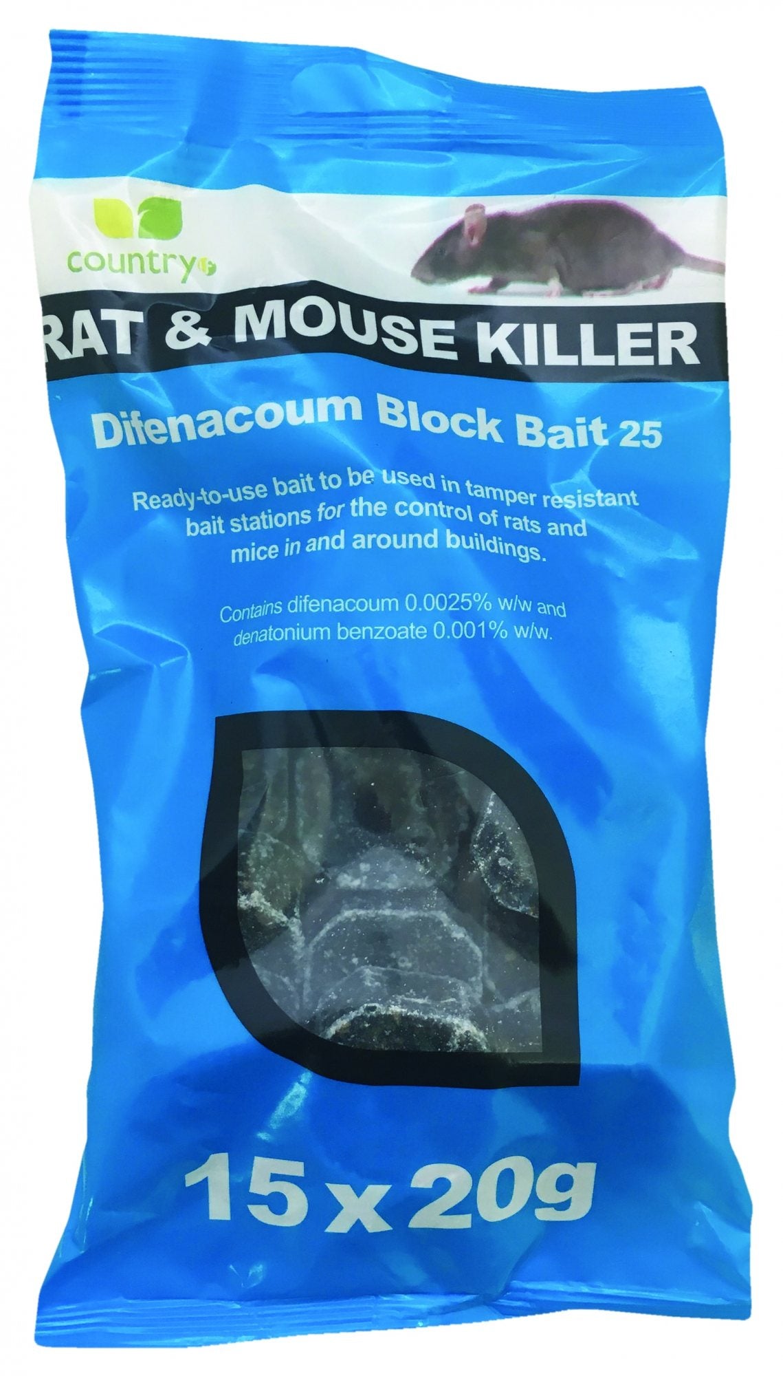 Country Difenacoum Block Bait - 15x20g Sachet