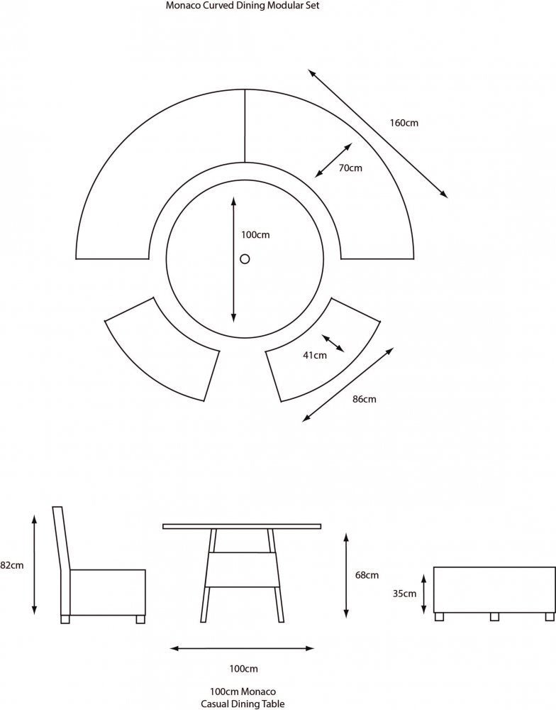 Monaco Stone Dining Modular Curved