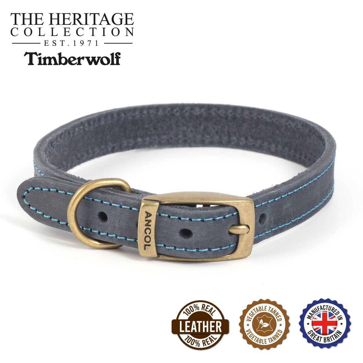 Ancol Timberwolf Leather Collar Size - 2/S 26-31cm