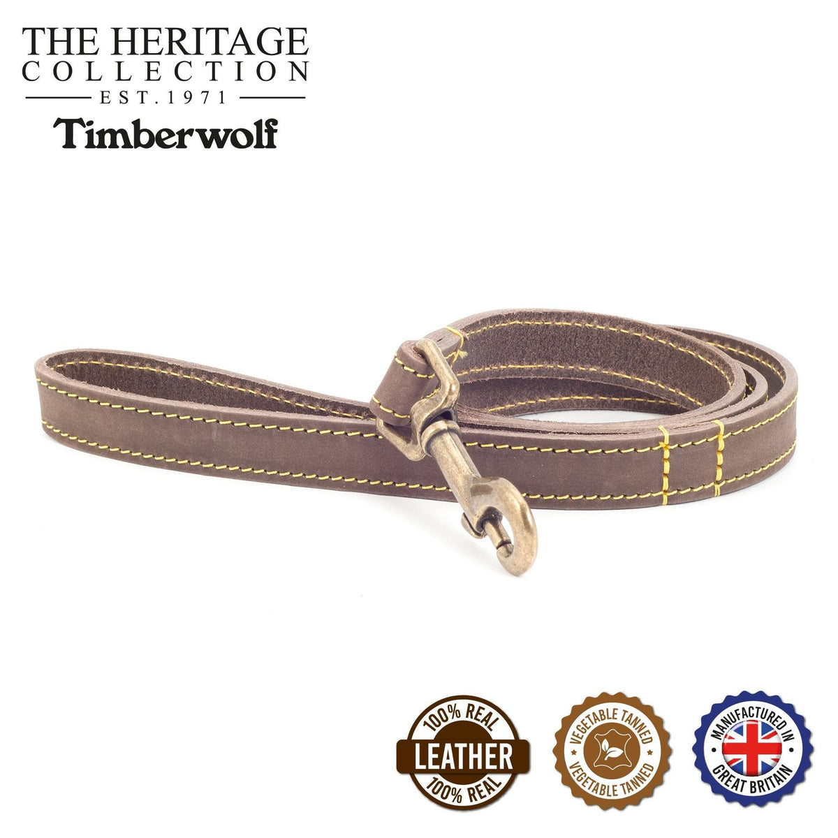 Ancol Timberwolf Leather Lead - 100cm X 1.9cm