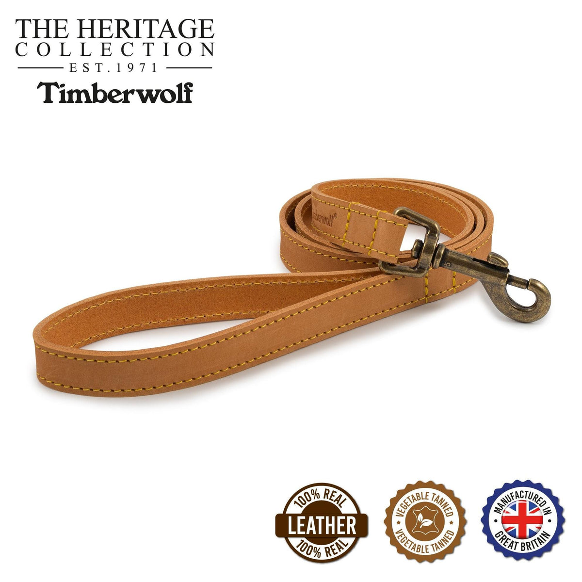 Ancol Timberwolf Leather Lead - 100cm X 1.9cm