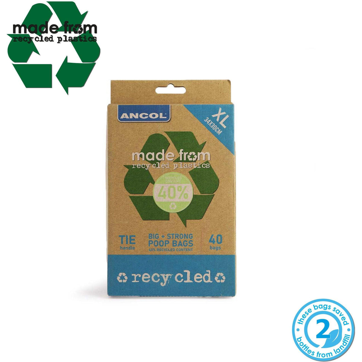 Ancol Made From Flat Pack Poop Bag - 40pk