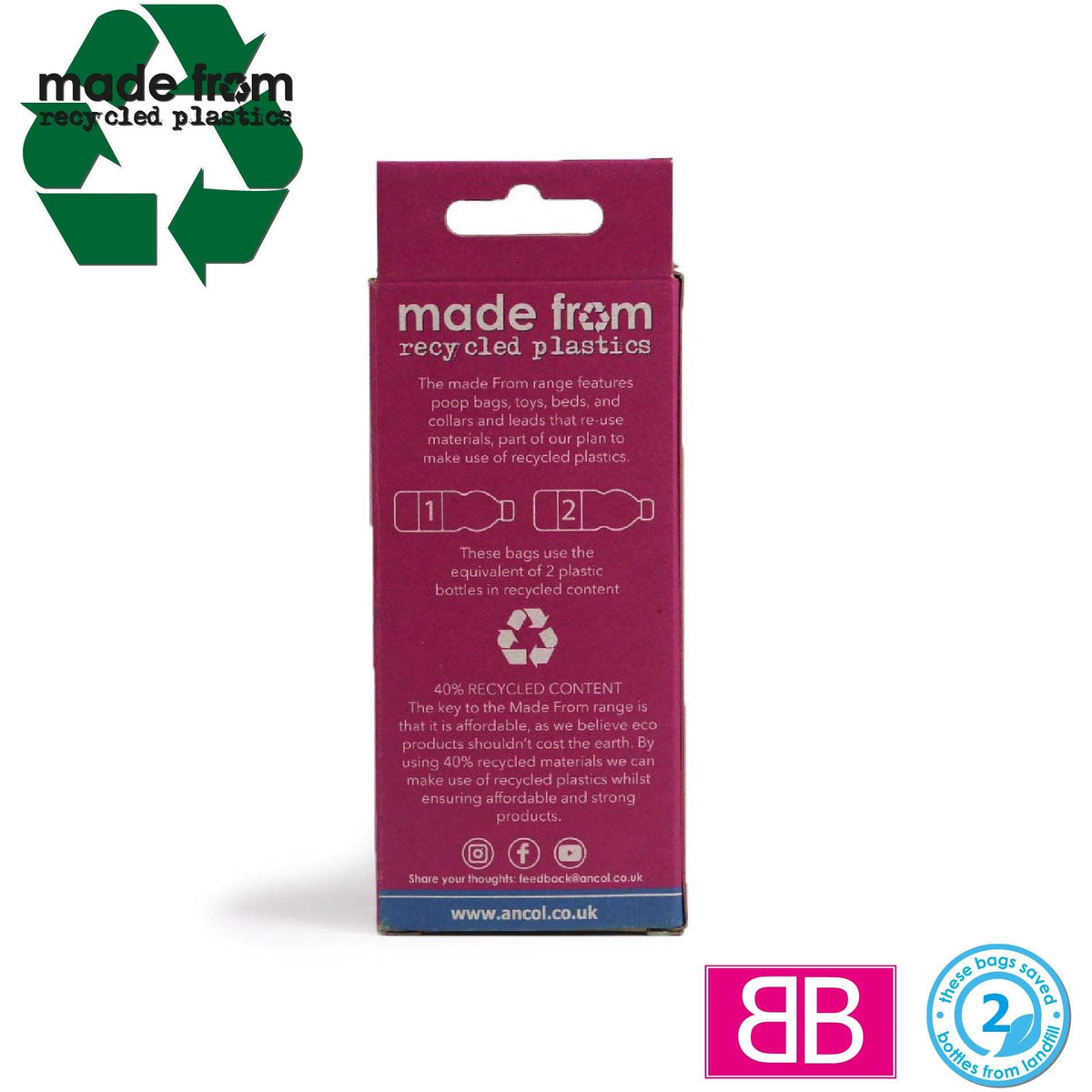 Ancol Made From Scented Poo Bags - 4 Refill Pack