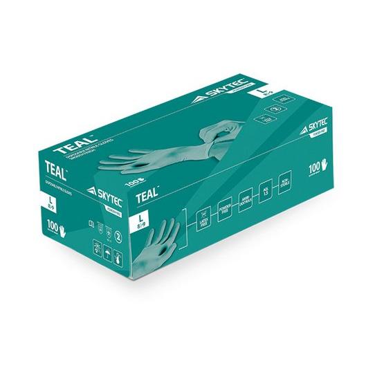 Skytec Teal Nitrile Gloves Powder Free H/d - 100pk