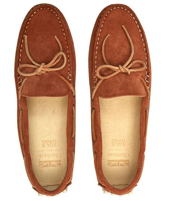 Chatham Aria Suede Driving Moccasin Cognac