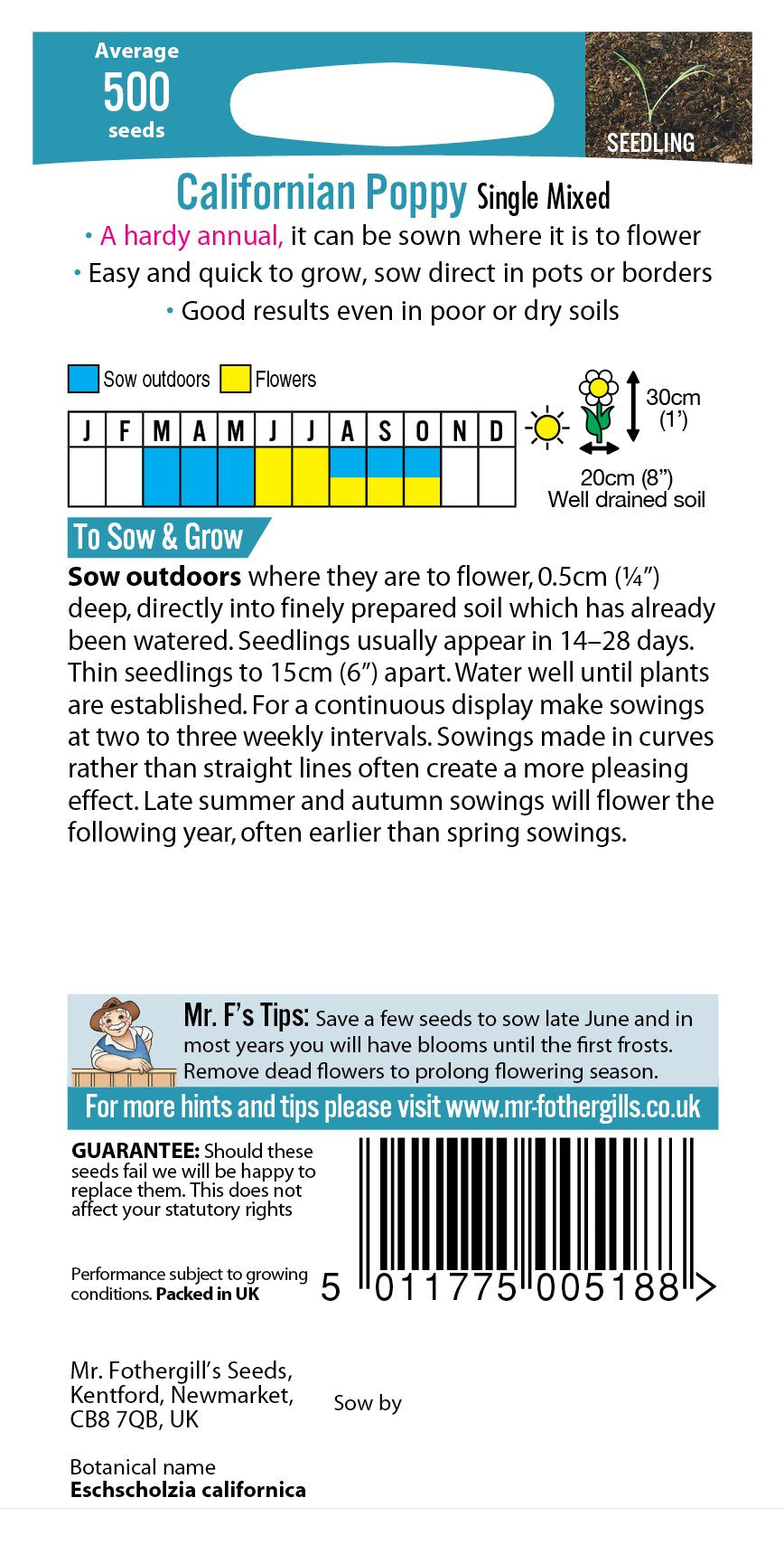 Fothergills Californian Poppy Single Mixed
