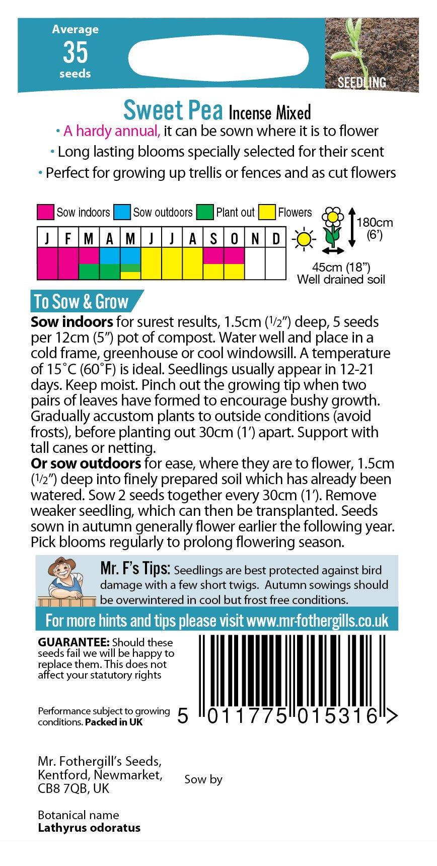 Fothergills Sweet Pea Incense Mixed