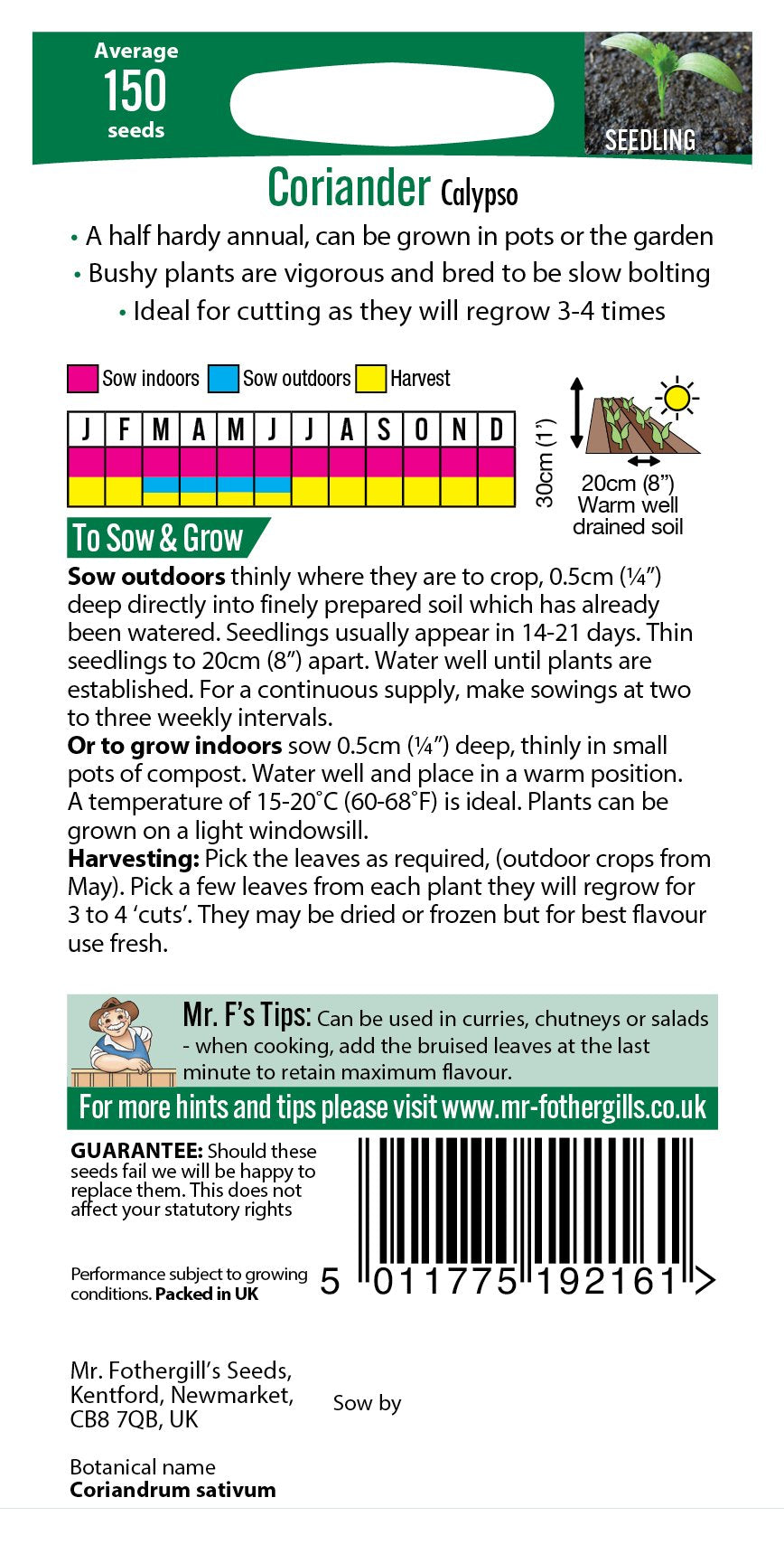 Fothergills Coriander Calypso Herb Garden