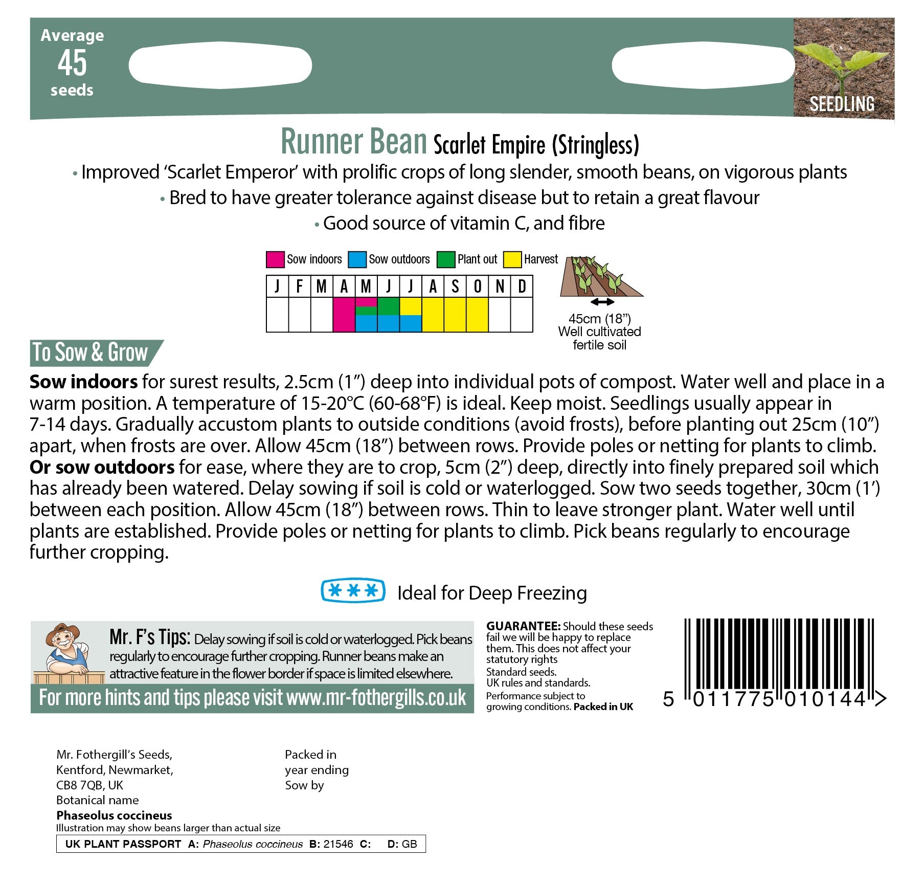 Fothergills Runner Bean Scarlet Empire