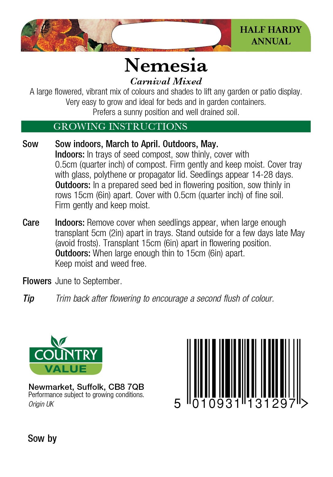 Nemesia Carnival Mixed Cv Seeds