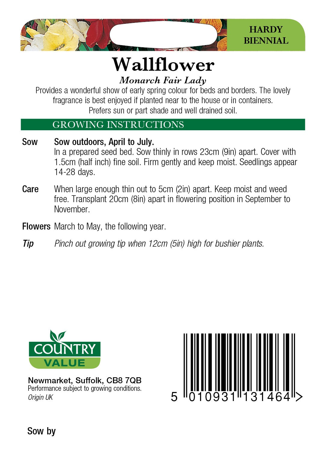 Wallflower Monarch Fairlady C V Seeds