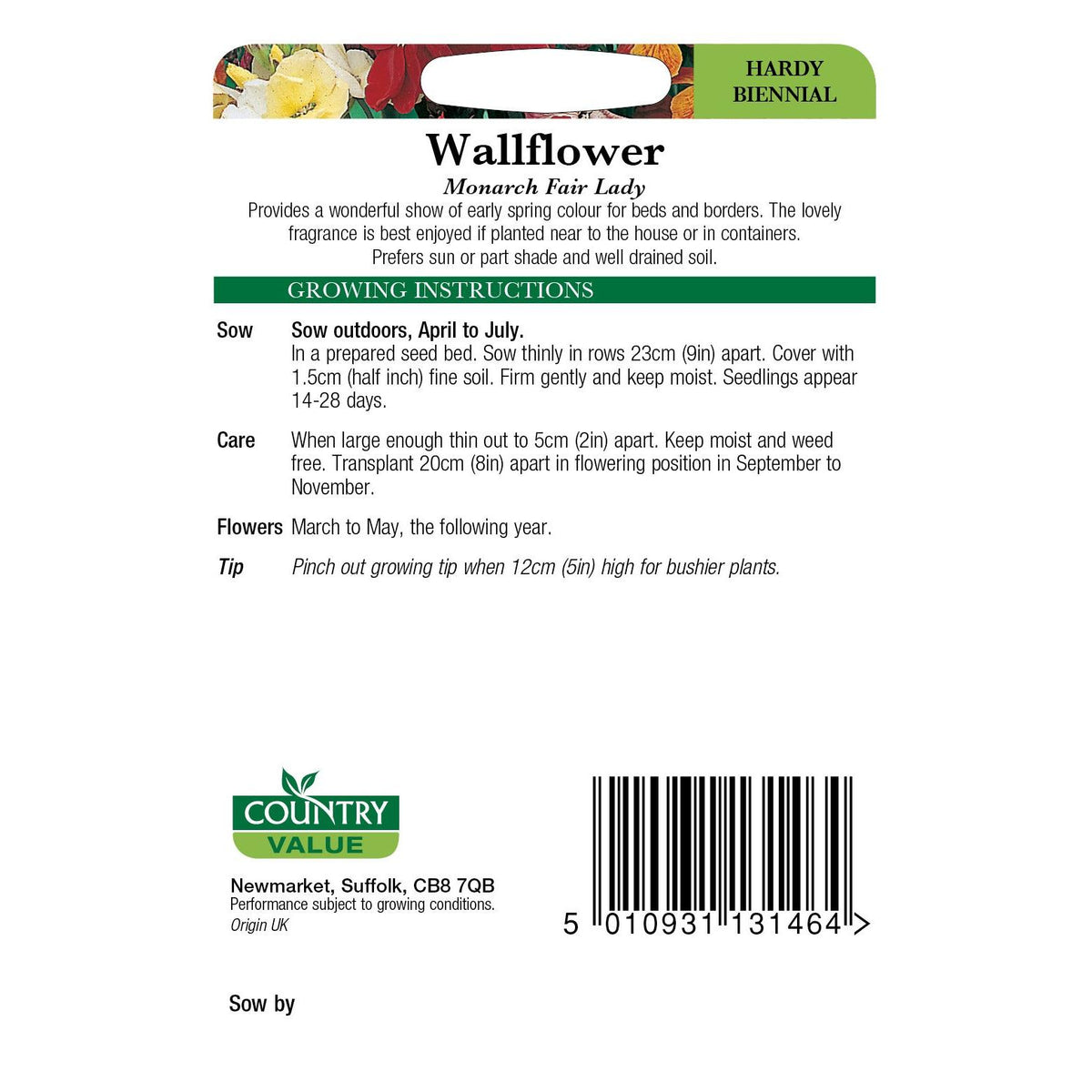 Wallflower Monarch Fairlady C V Seeds