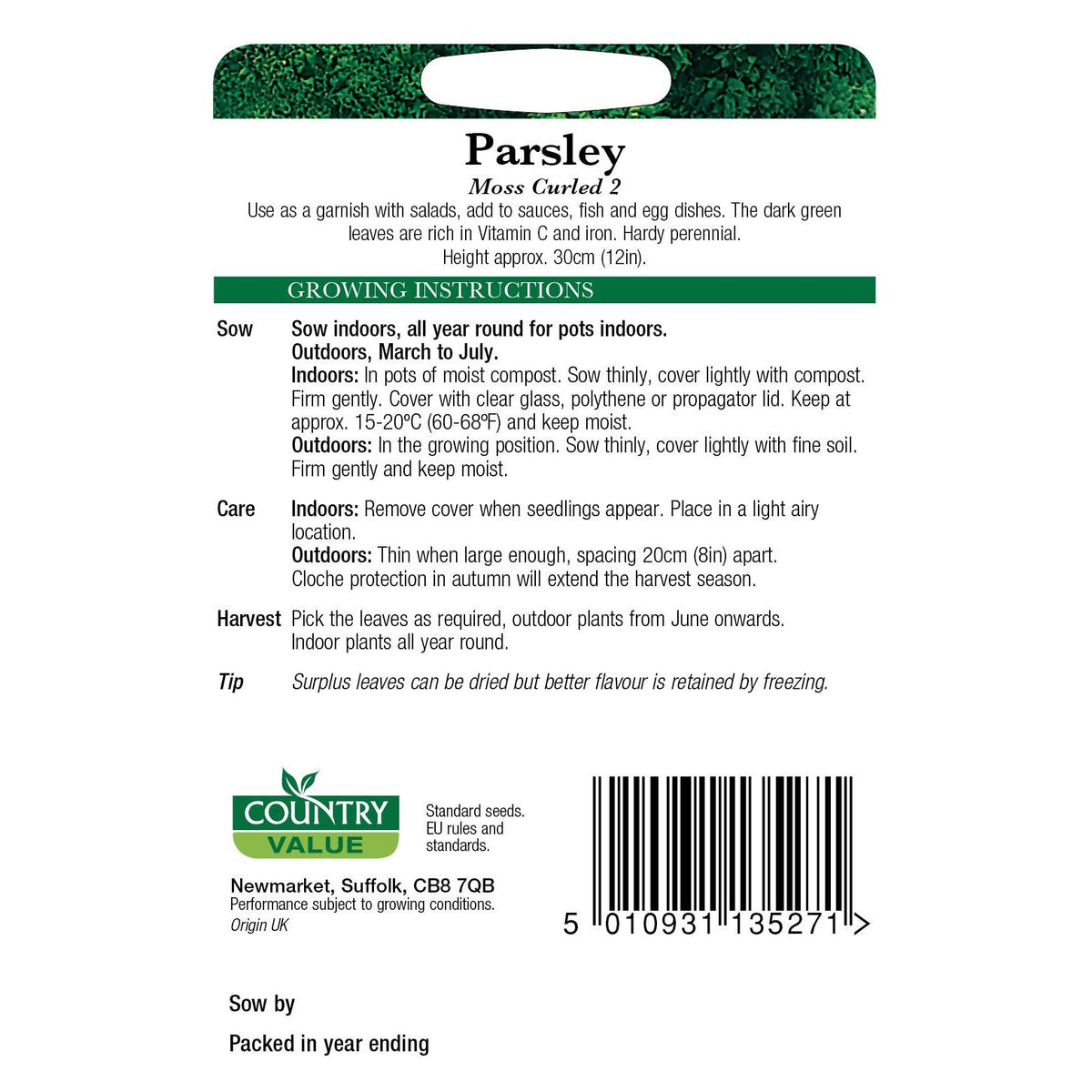 Parsley Moss Curled C V Seeds