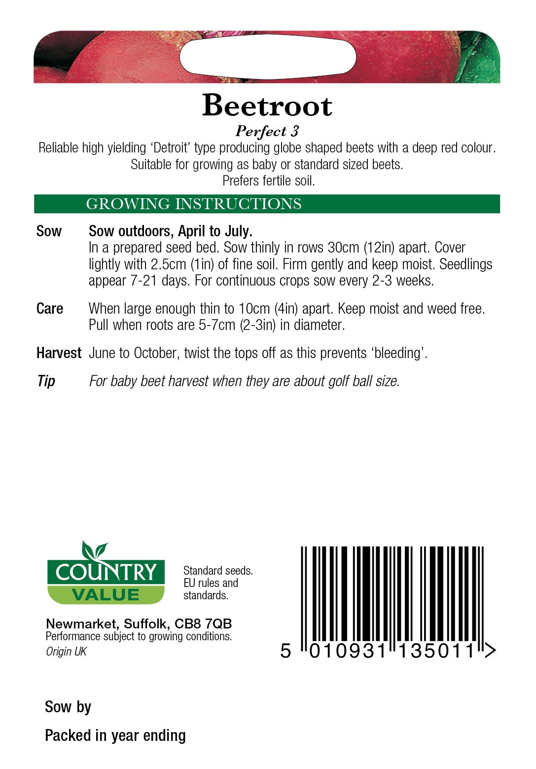 Beetroot Perfect 3 C V Seeds