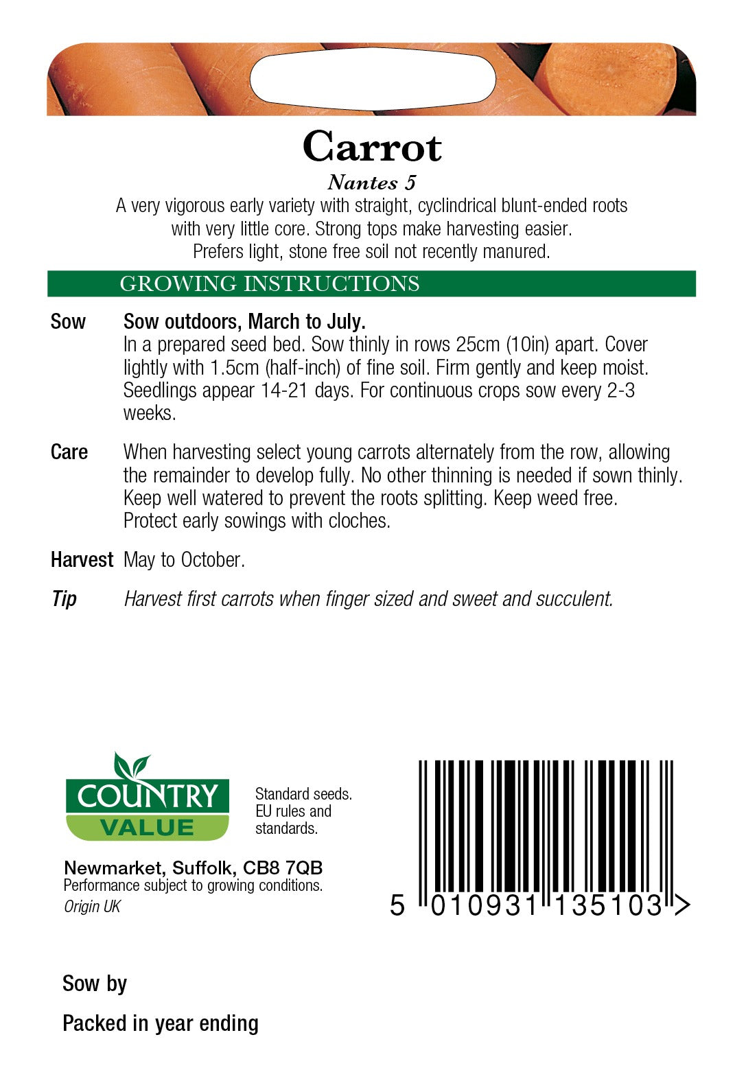 Carrot Nantes 5 C V Seeds