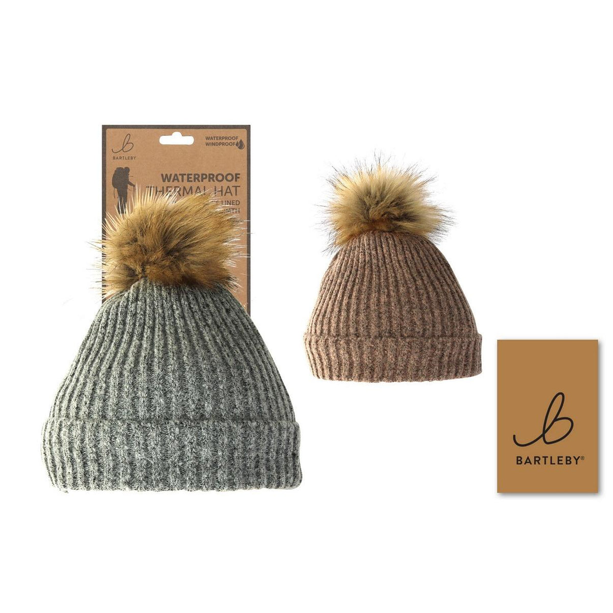 Bartleby Women's Waterproof Ribknit Bobble Hat