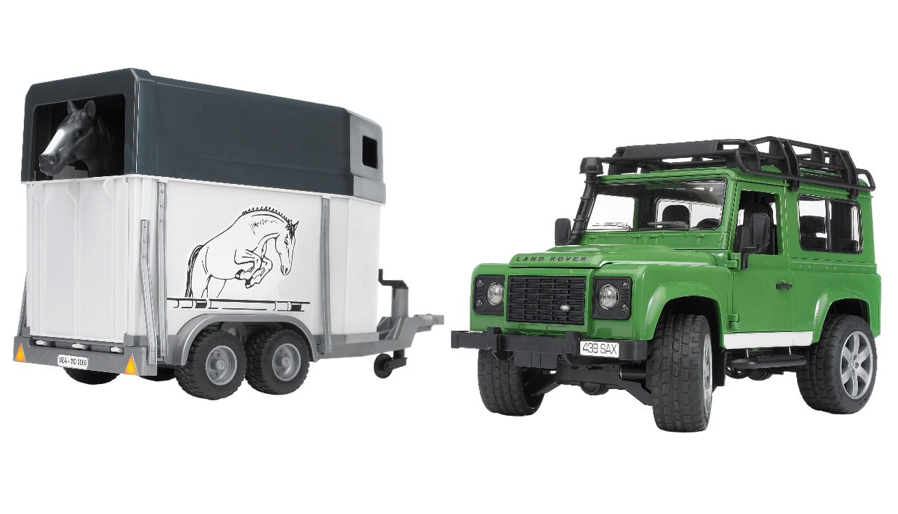 Bruder Land Rover Defender with Horse & Trailer