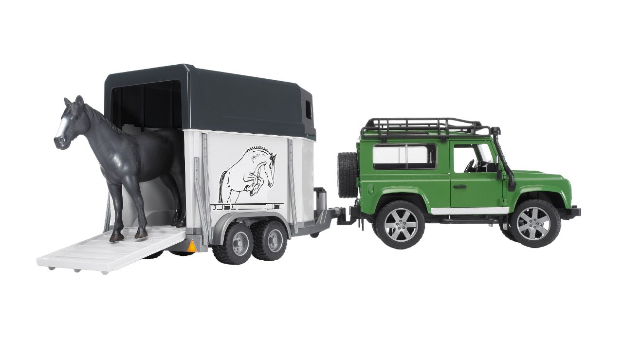 Bruder Land Rover Defender with Horse & Trailer