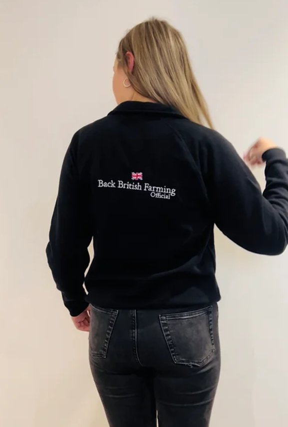 Back British Farming Classic Black 1/4 Zip Jumper