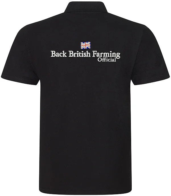 Back British Farming Men's Black Polo Top