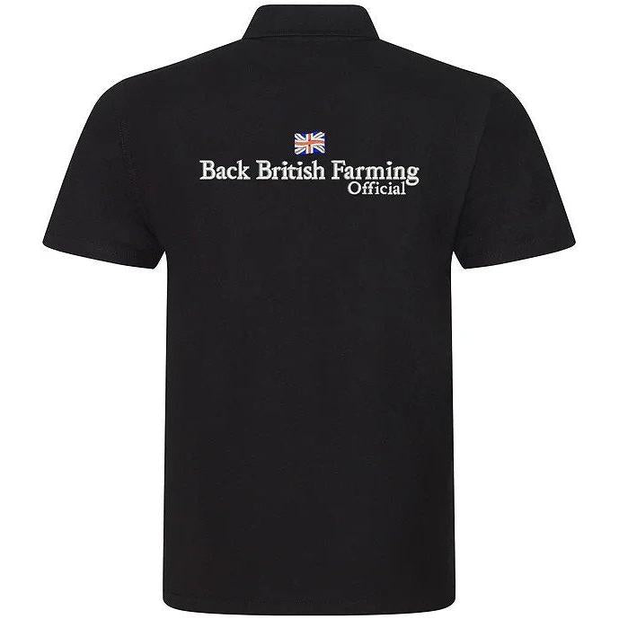 Back British Farming Men's Black Polo Top