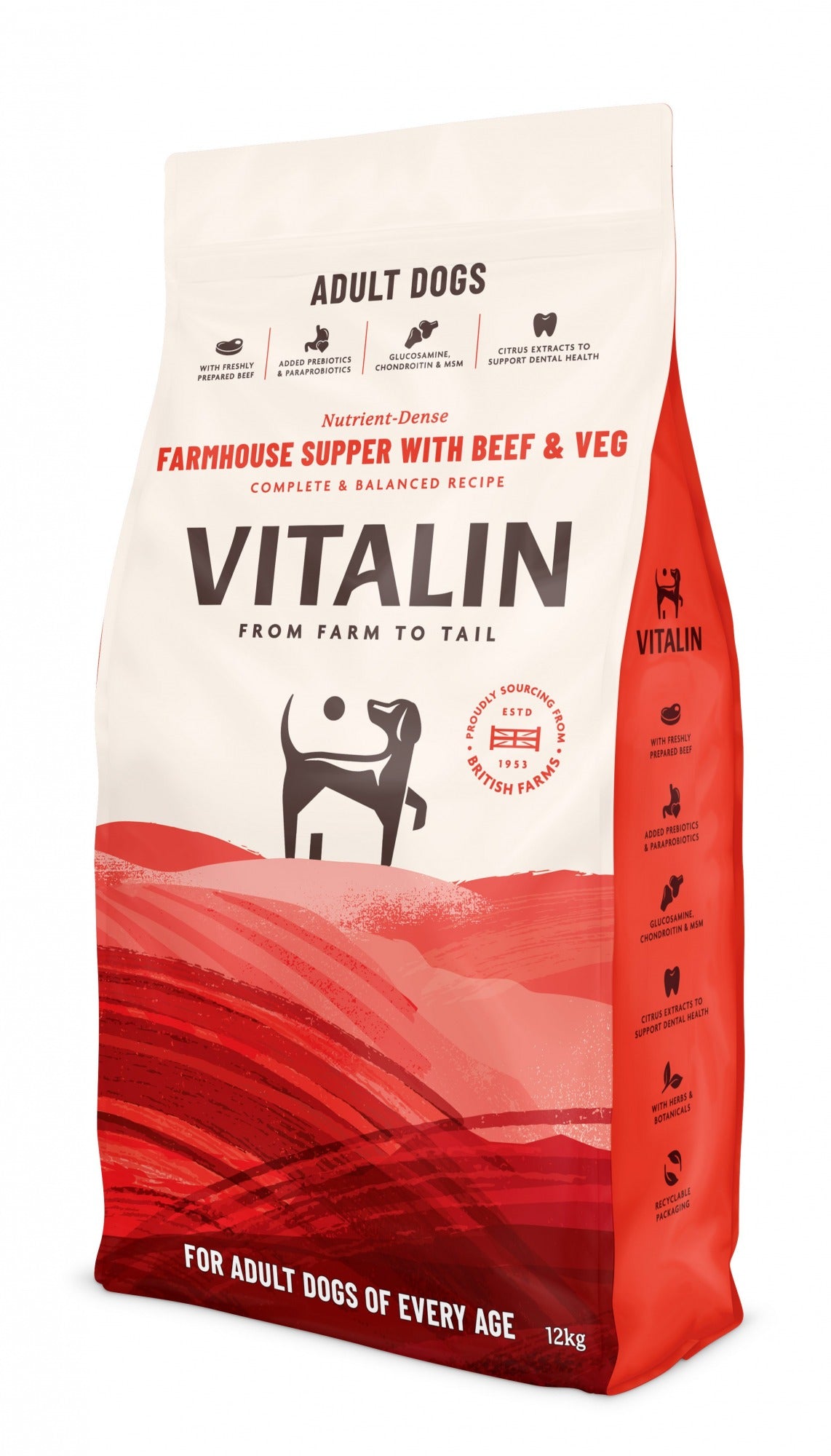 Vitalin Adult Farmhouse Supper with Beef & Veg - 12kg