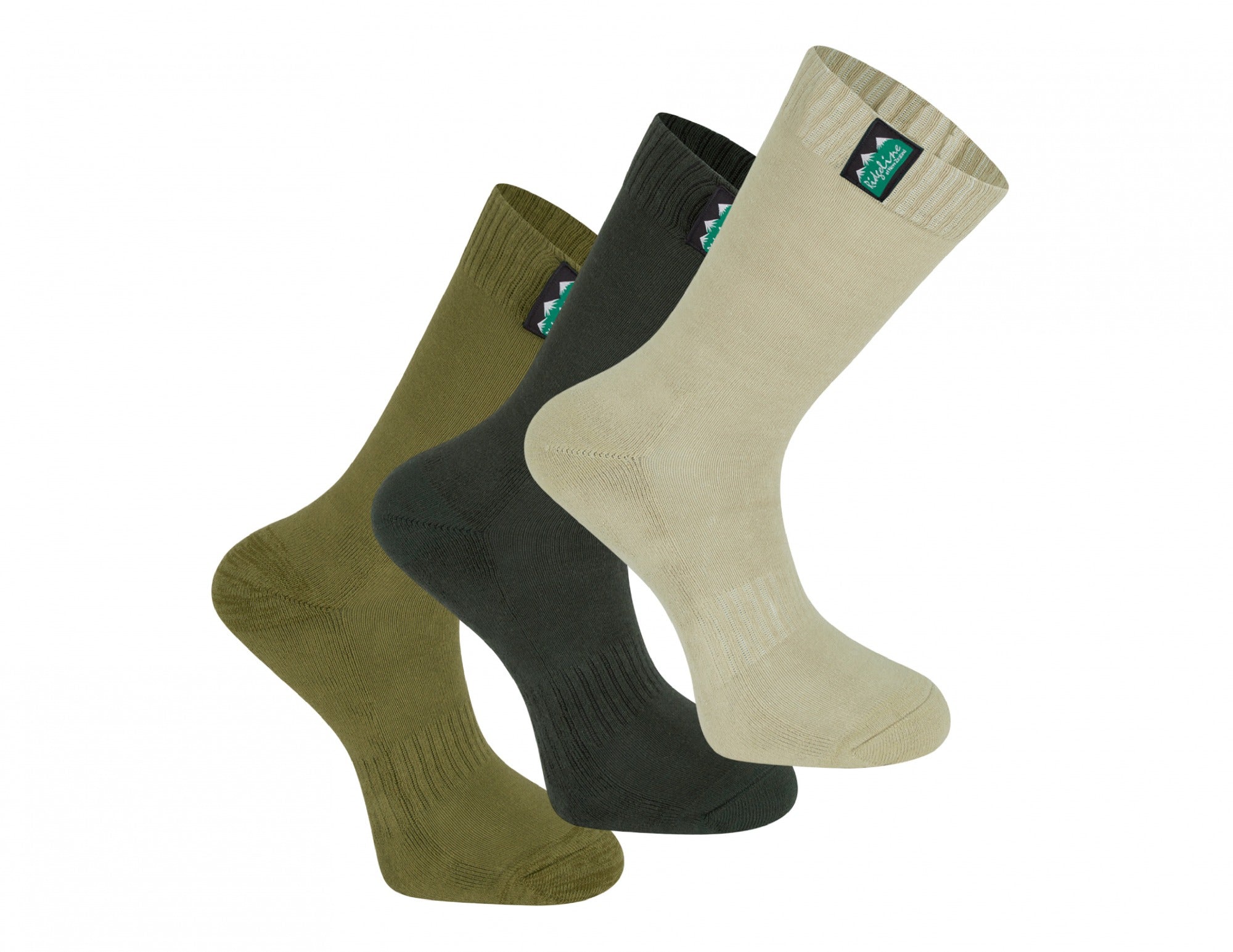 Ridgeline Cotton Mid Length Olive Work Socks