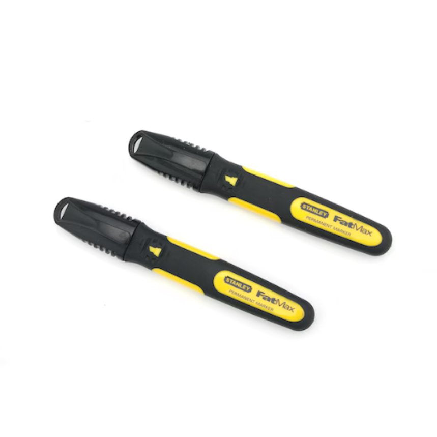 Stanley Fatmax Chisel Tip Black Marker Pens - 2pk