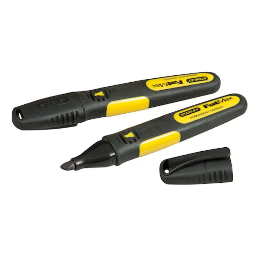 Stanley Fatmax Chisel Tip Black Marker Pens - 2pk
