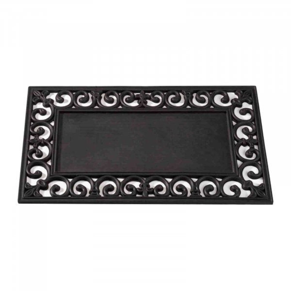 BATA LTD black rubber frame mat with decorative scrollwork border for 53x23cm coir inserts