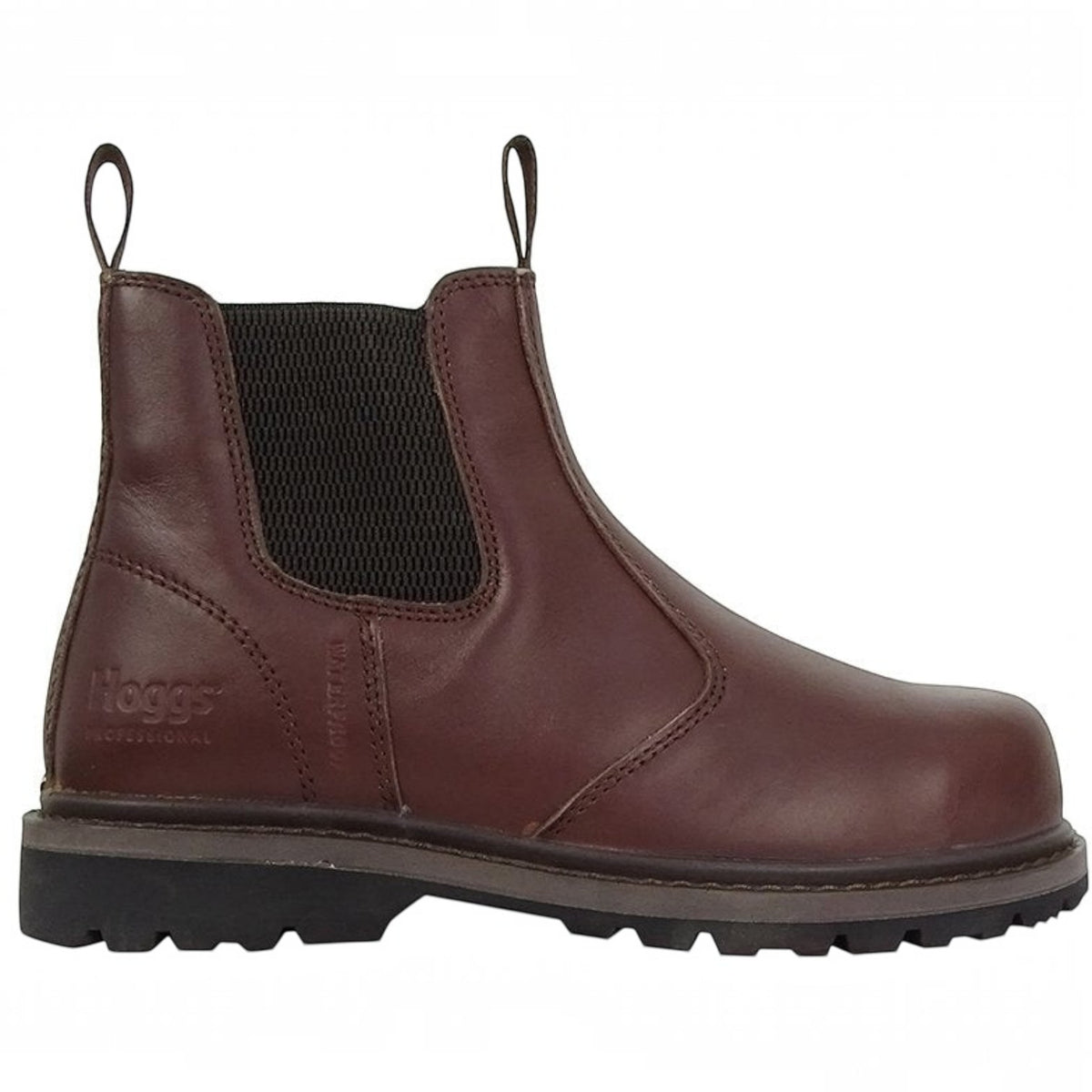 BATA LTD Hoggs Zeus brown full grain leather safety dealer boot with steel toe cap and elasticated side panels