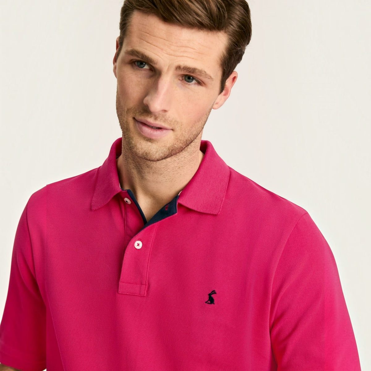 BATA LTD Joules Woody pink cotton pique polo shirt with button placket and embroidered hare logo on chest