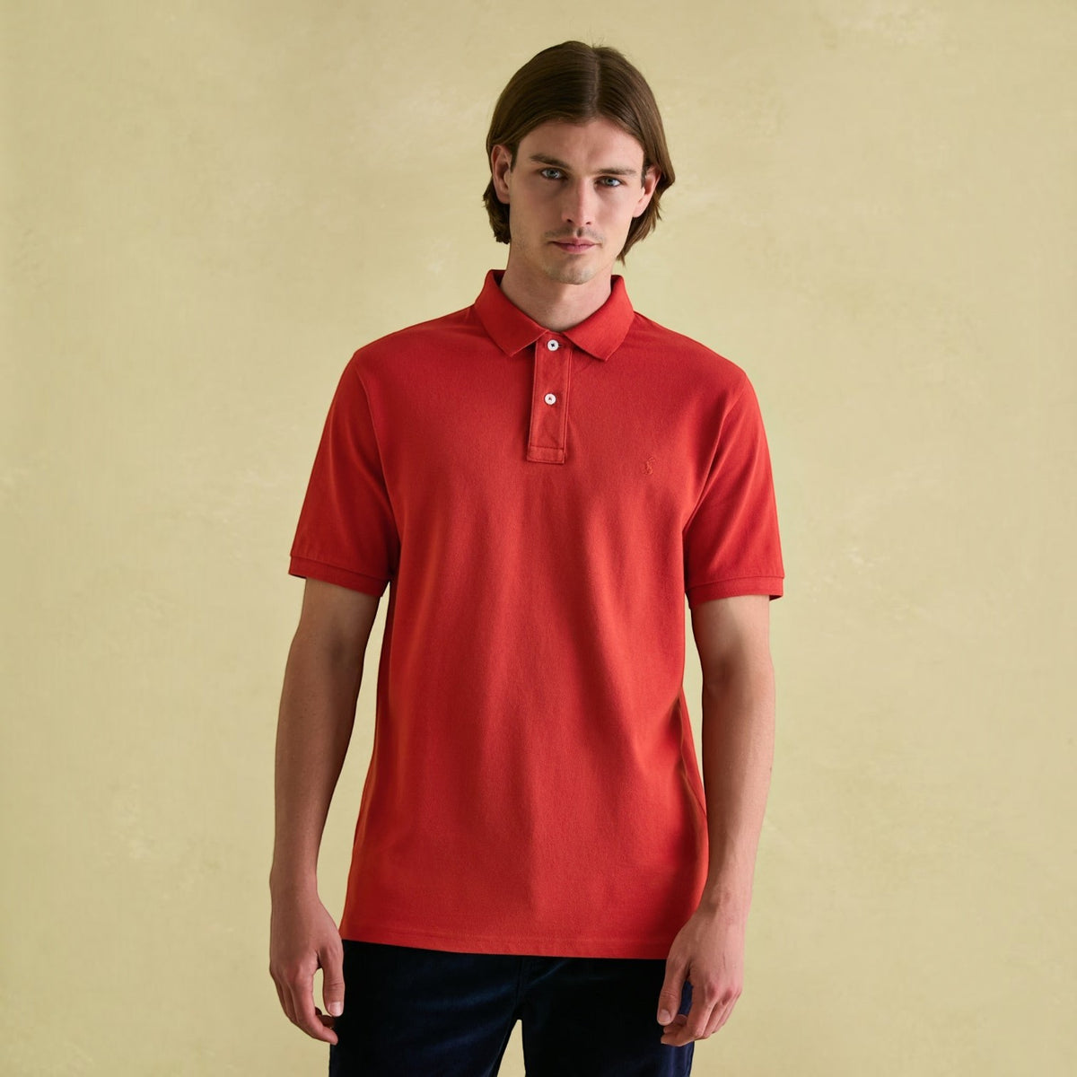 BATA LTD Joules Woody red cotton pique polo shirt with button placket and embroidered hare logo on chest
