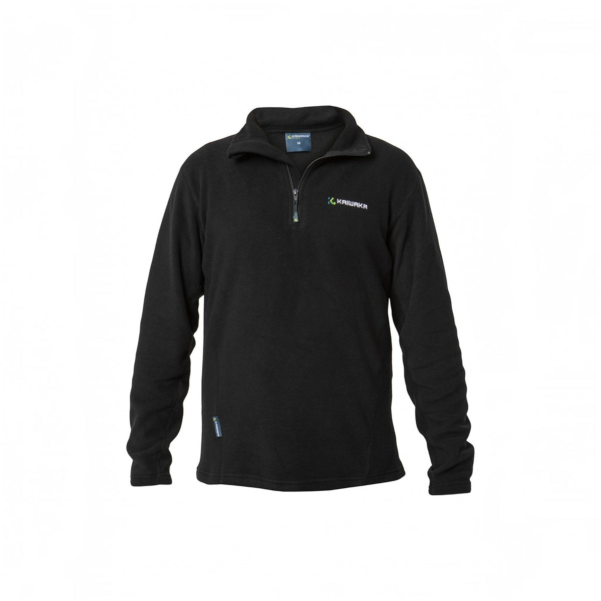 BATA LTD Kaiwaka black anti-pill fleece half-zip pullover with a relaxed fit and high collar.