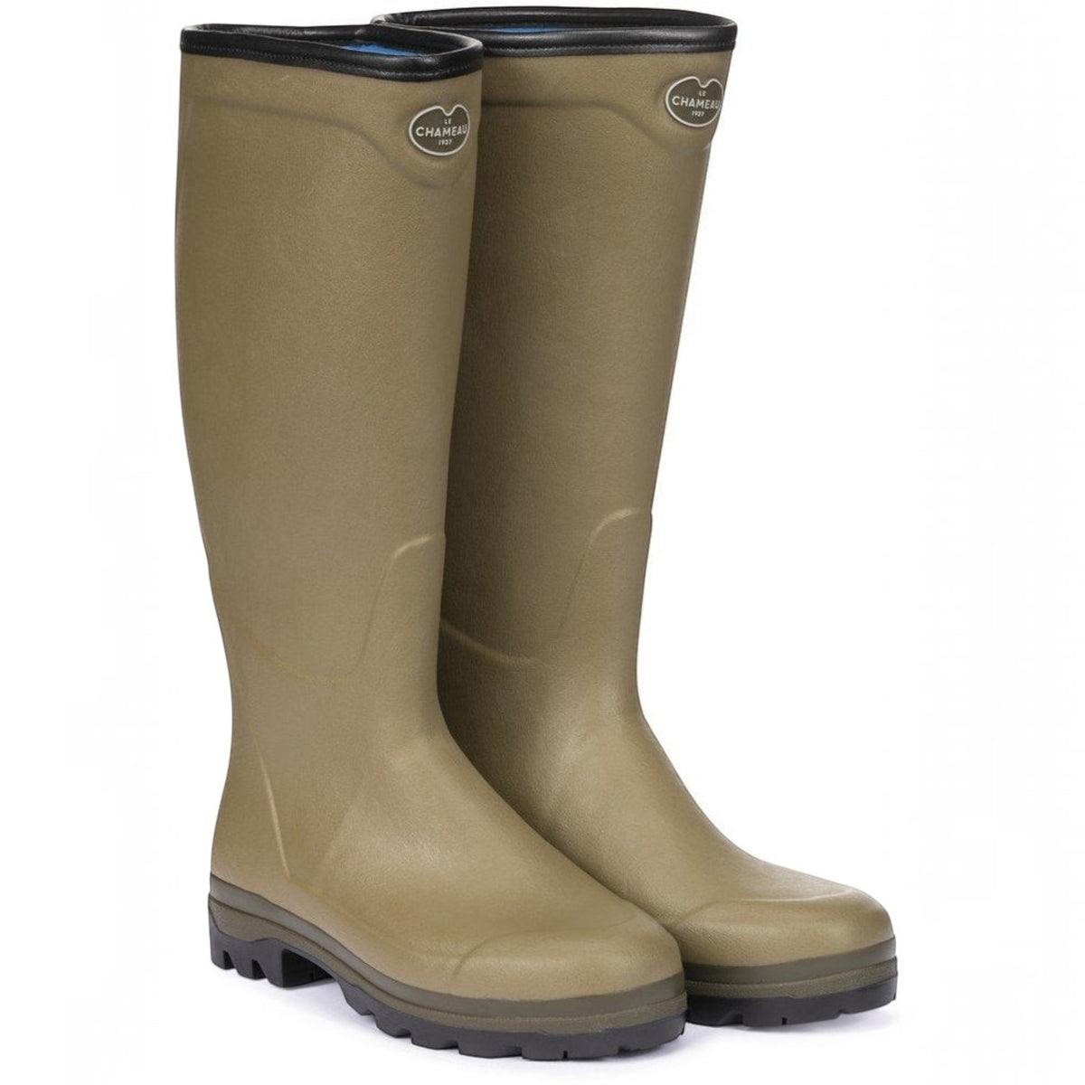 BATA LTD Le Chameau Country Cross olive green neoprene-lined natural rubber waterproof boots for country pursuits