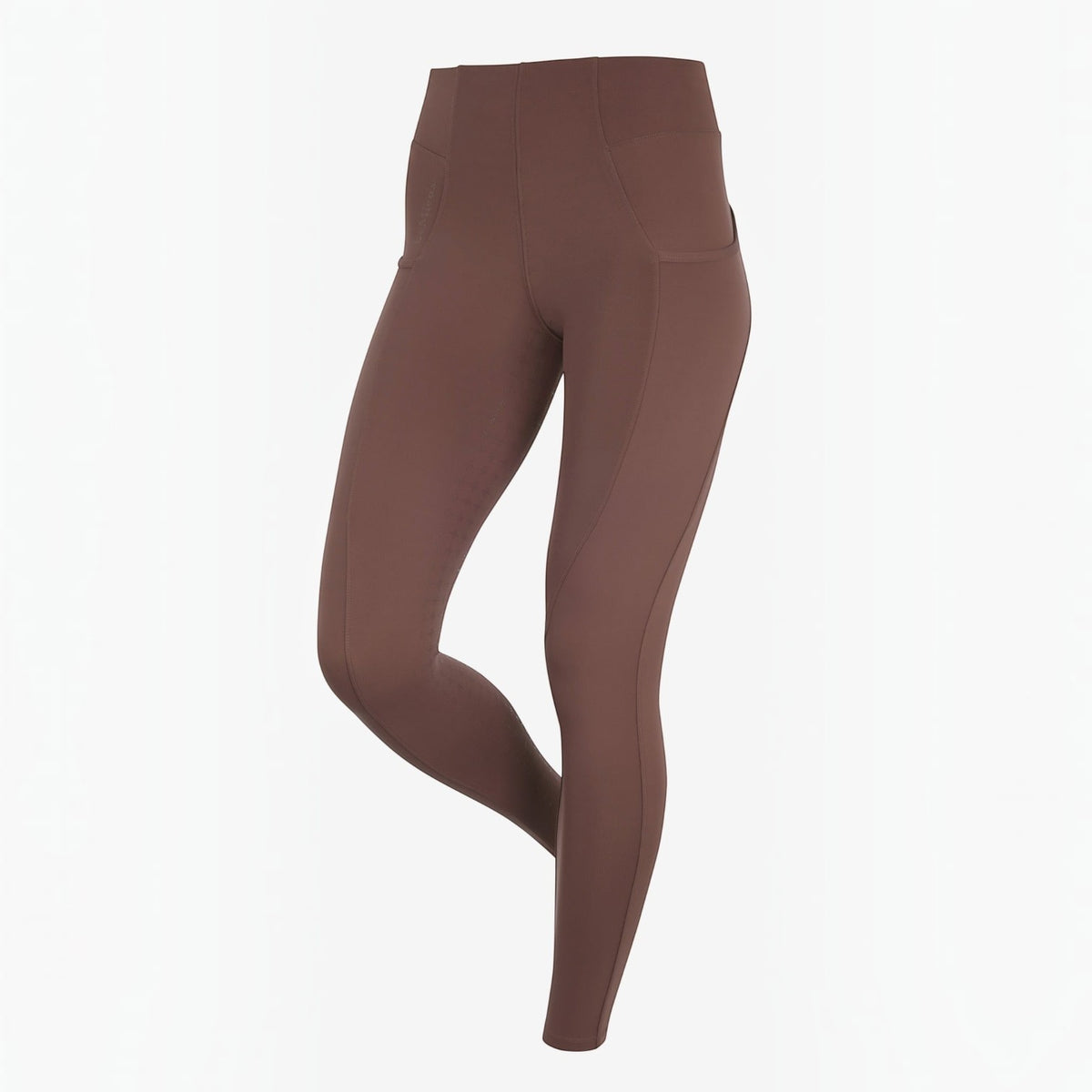 BATA LTD LeMieux Naomi pull-on breeches in brown with a seamless stretchy fit, high waistband, and side pockets.