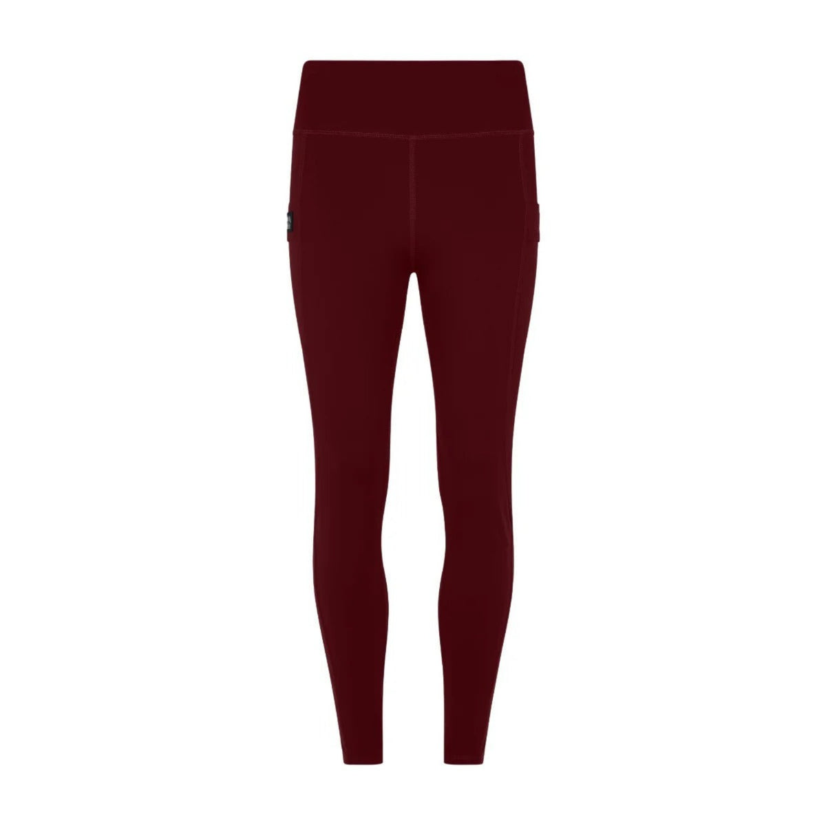 BATA LTD Ridgeline Infinity ladies leggings in deep burgundy with a high waistband and convenient side pockets.